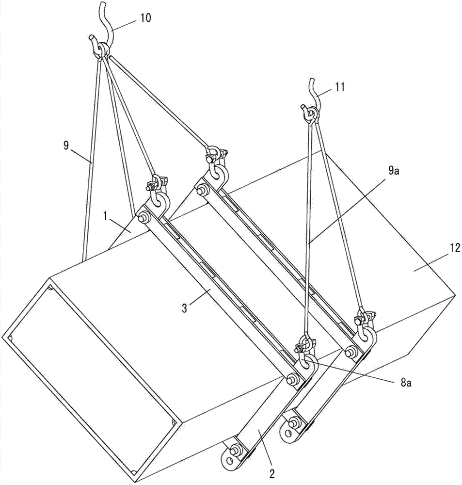Box-type member turn-over lifting appliance with oversized cross section and application method thereof