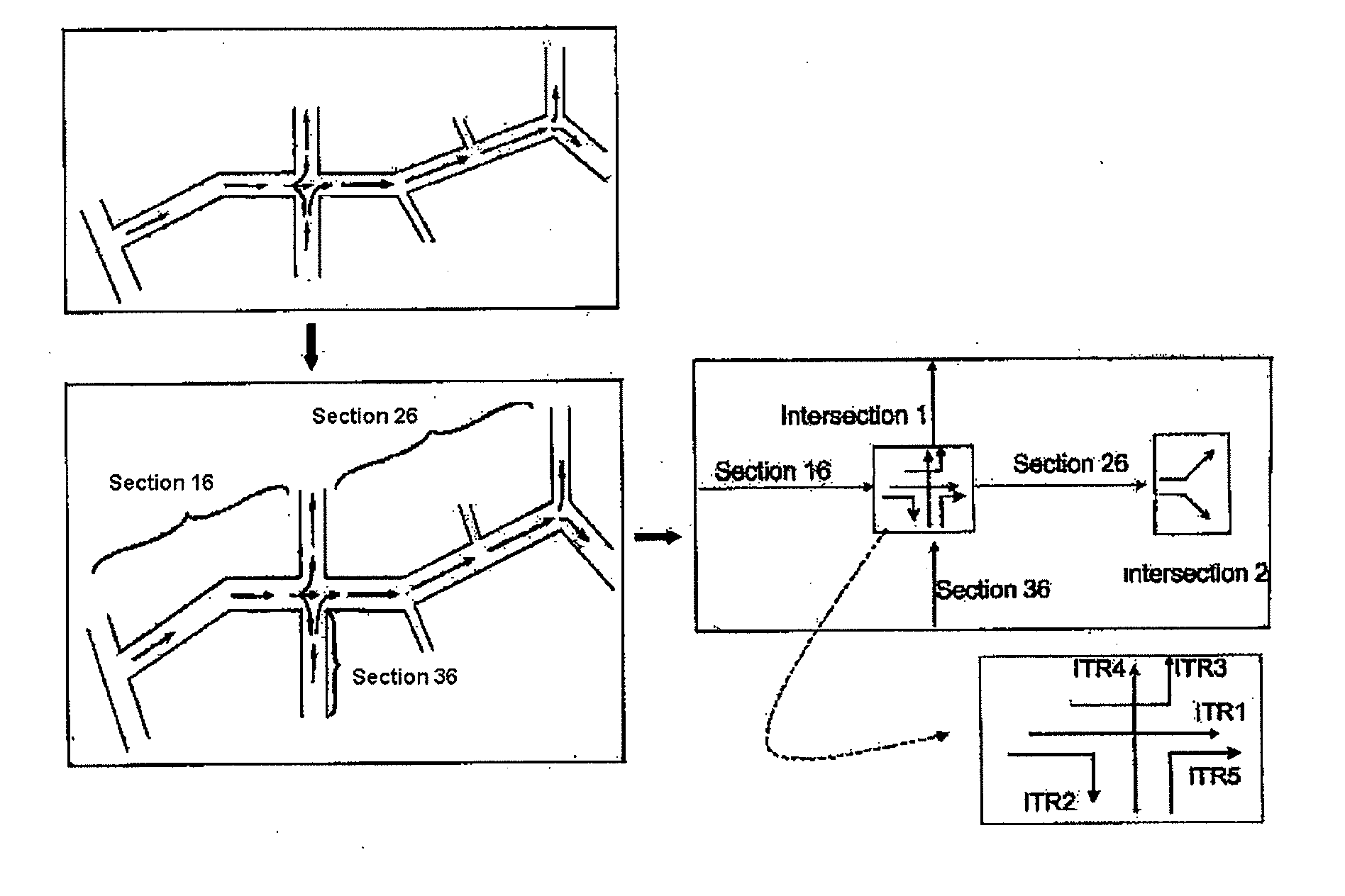 Method and apparatus for processing traffic information based on intersections and sections
