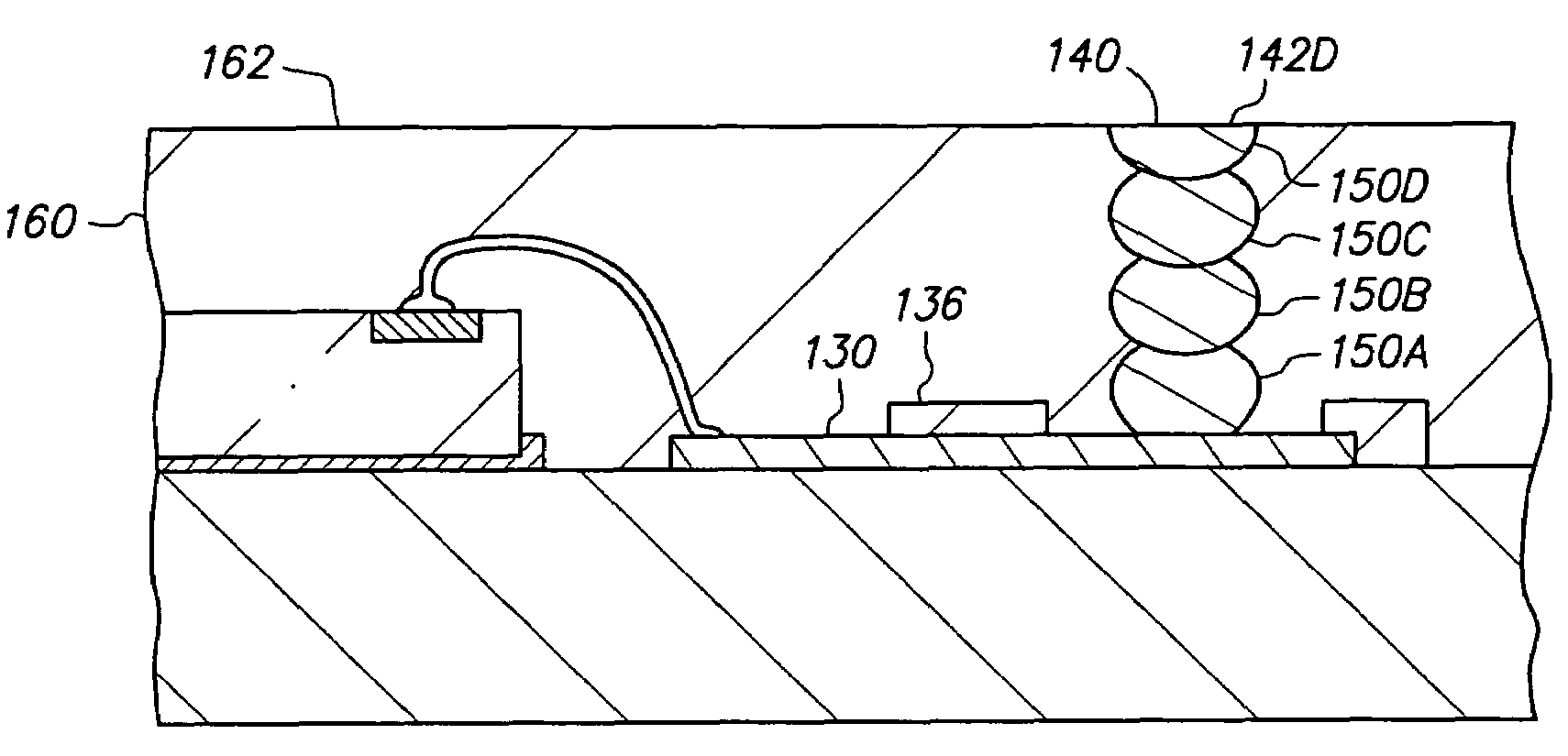 Semiconductor chip assembly with welded metal pillar of stacked metal balls