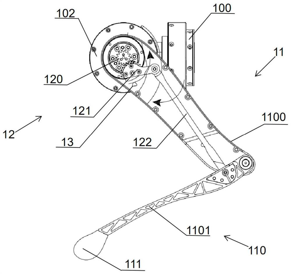 Self-locking leg and foot module and robot