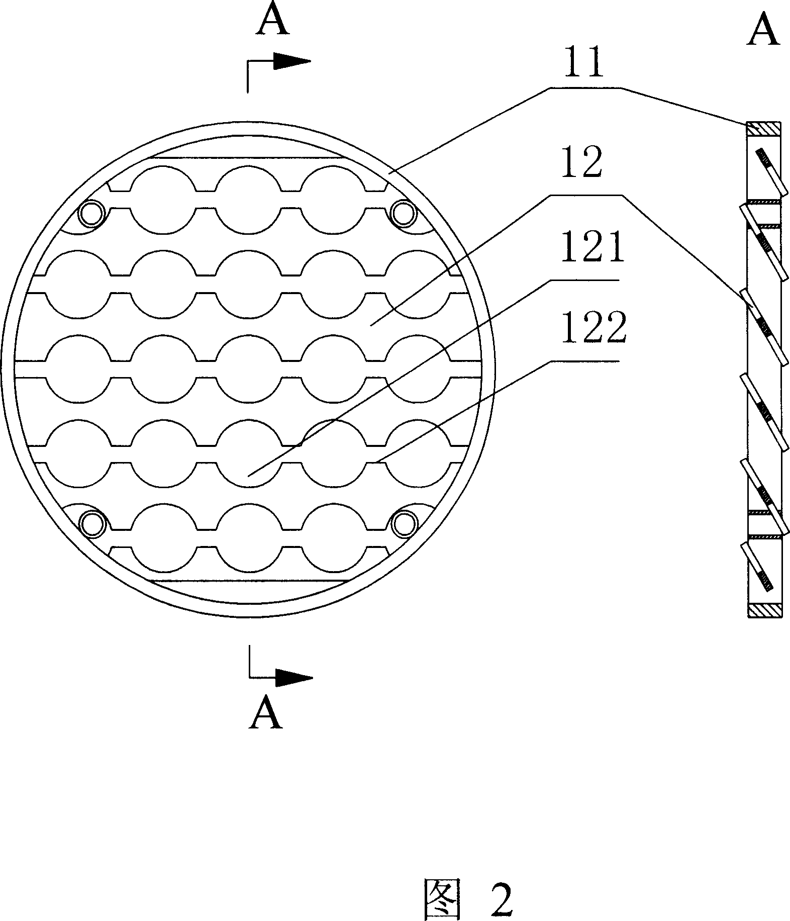 Inclined flow tube shell type heat exchanger