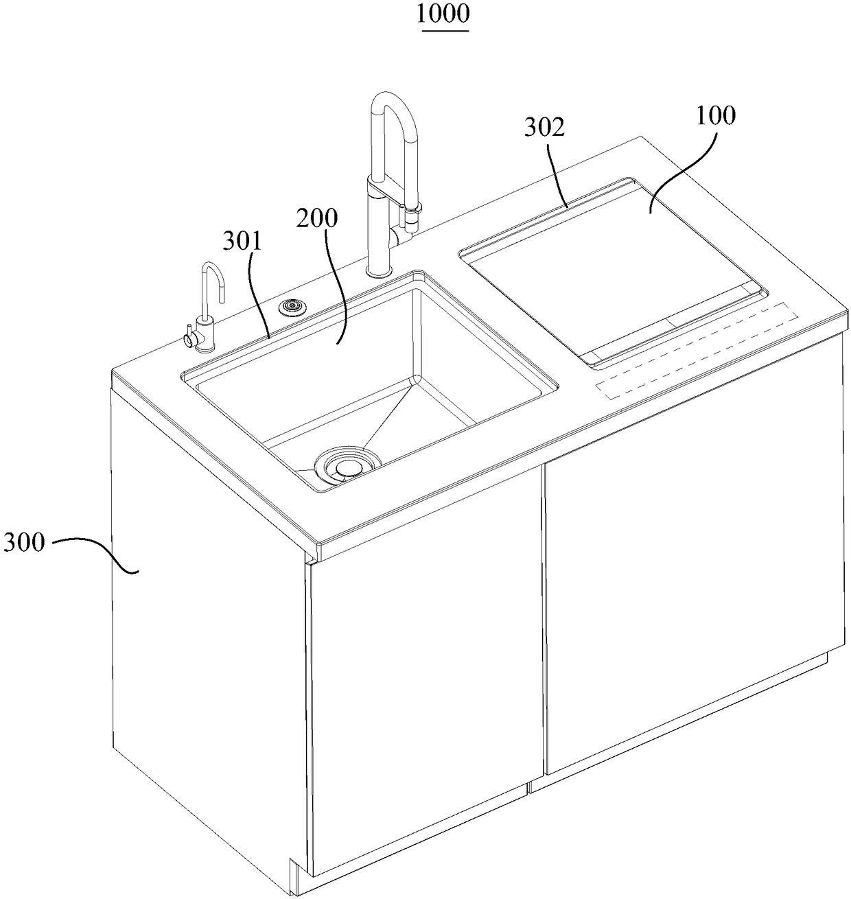 Cleaning device and combined kitchen appliance