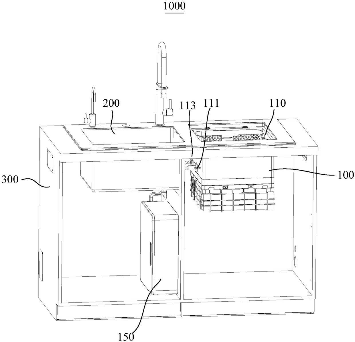 Cleaning device and combined kitchen appliance