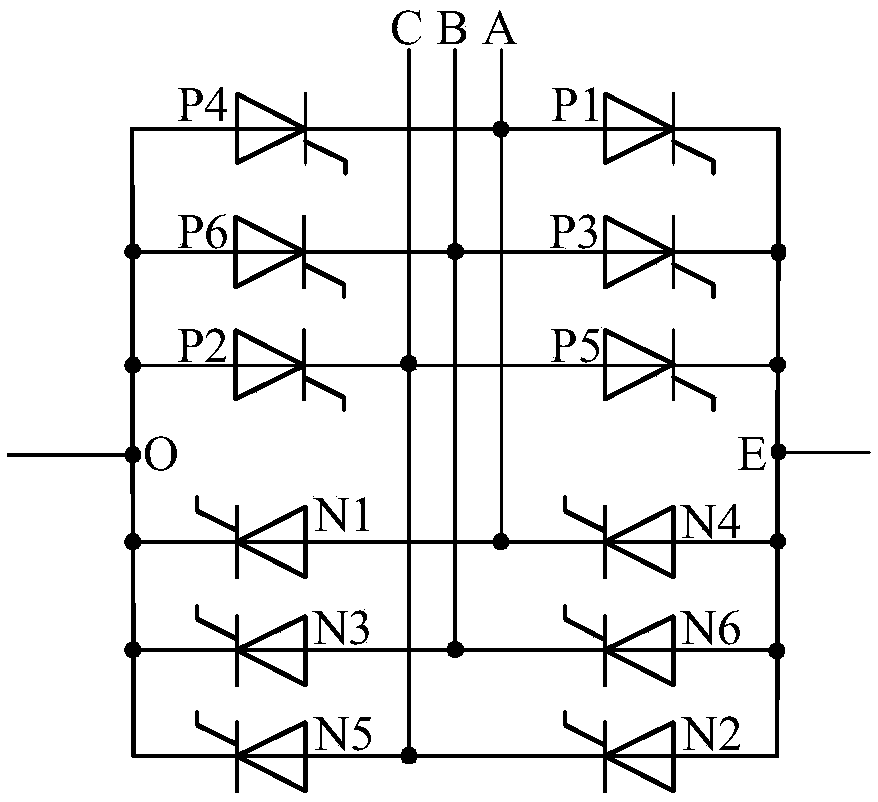 Three-phase phase-hopping AC-AC frequency conversion method