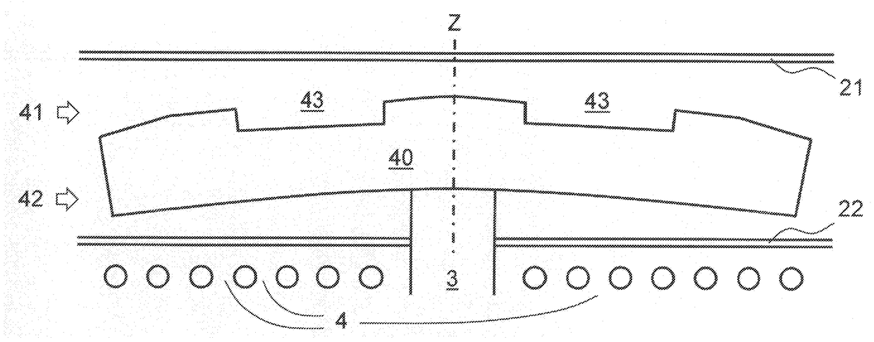 Susceptor with asymmetric recesses, reactor for epitaxial deposition and production method