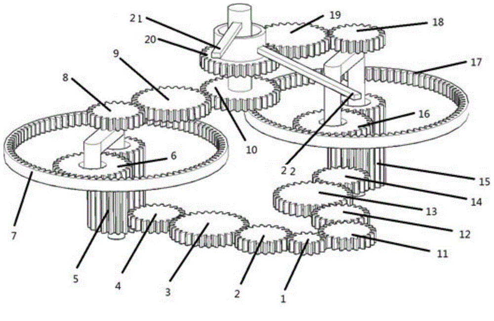 Composite gear transmission time instrument teaching aid