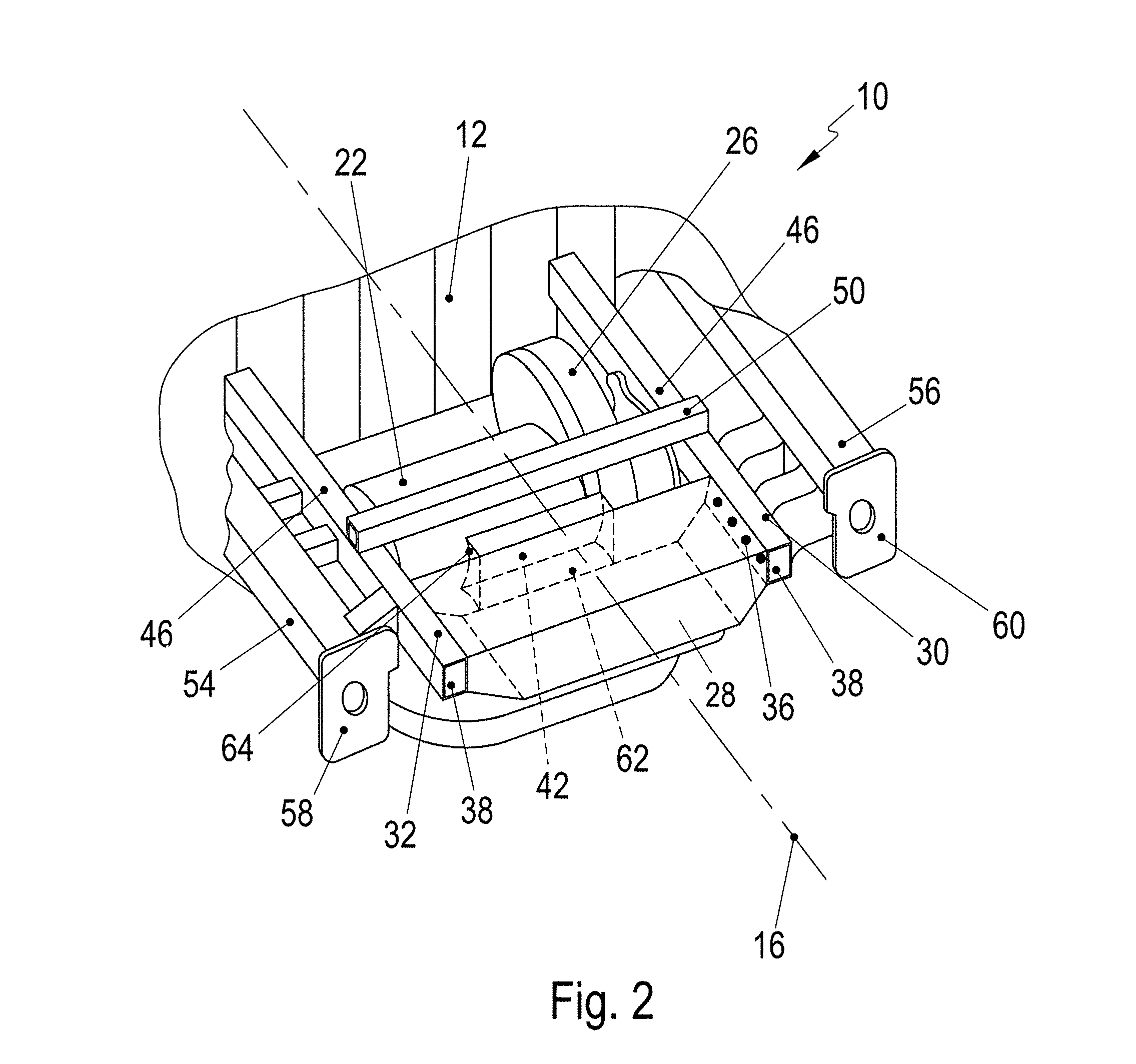 Mounting frame for an electrically driven motor vehicle