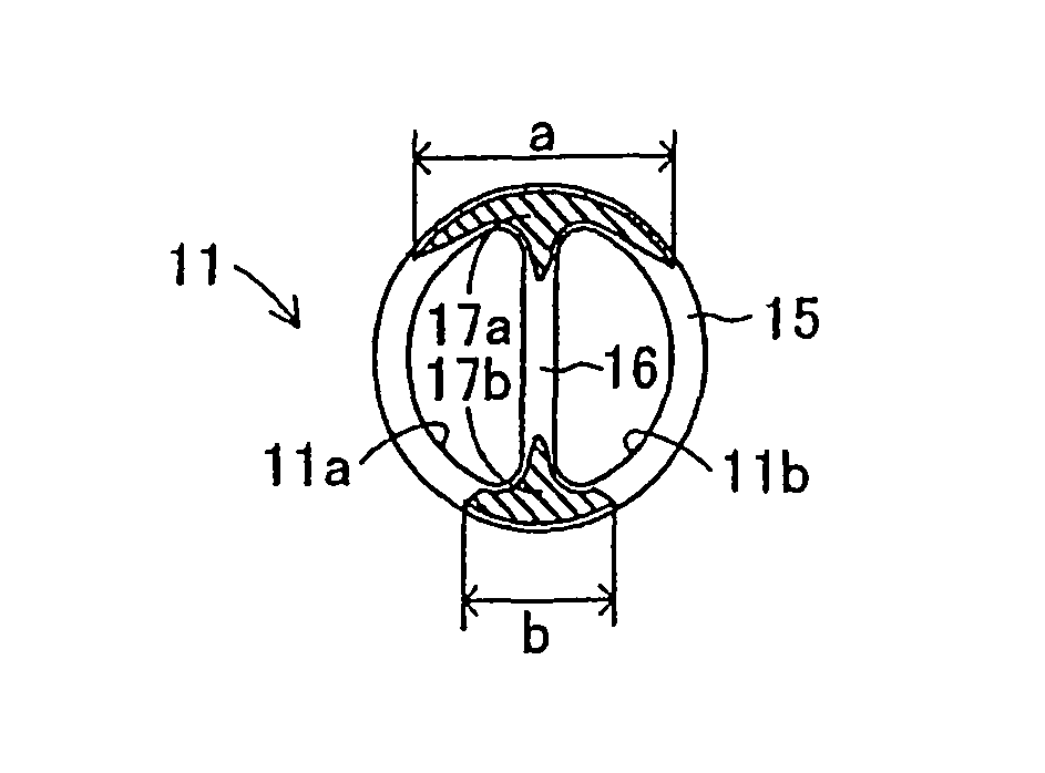 Dual-lumen catheter with contrastradiography sections to identify the lumens