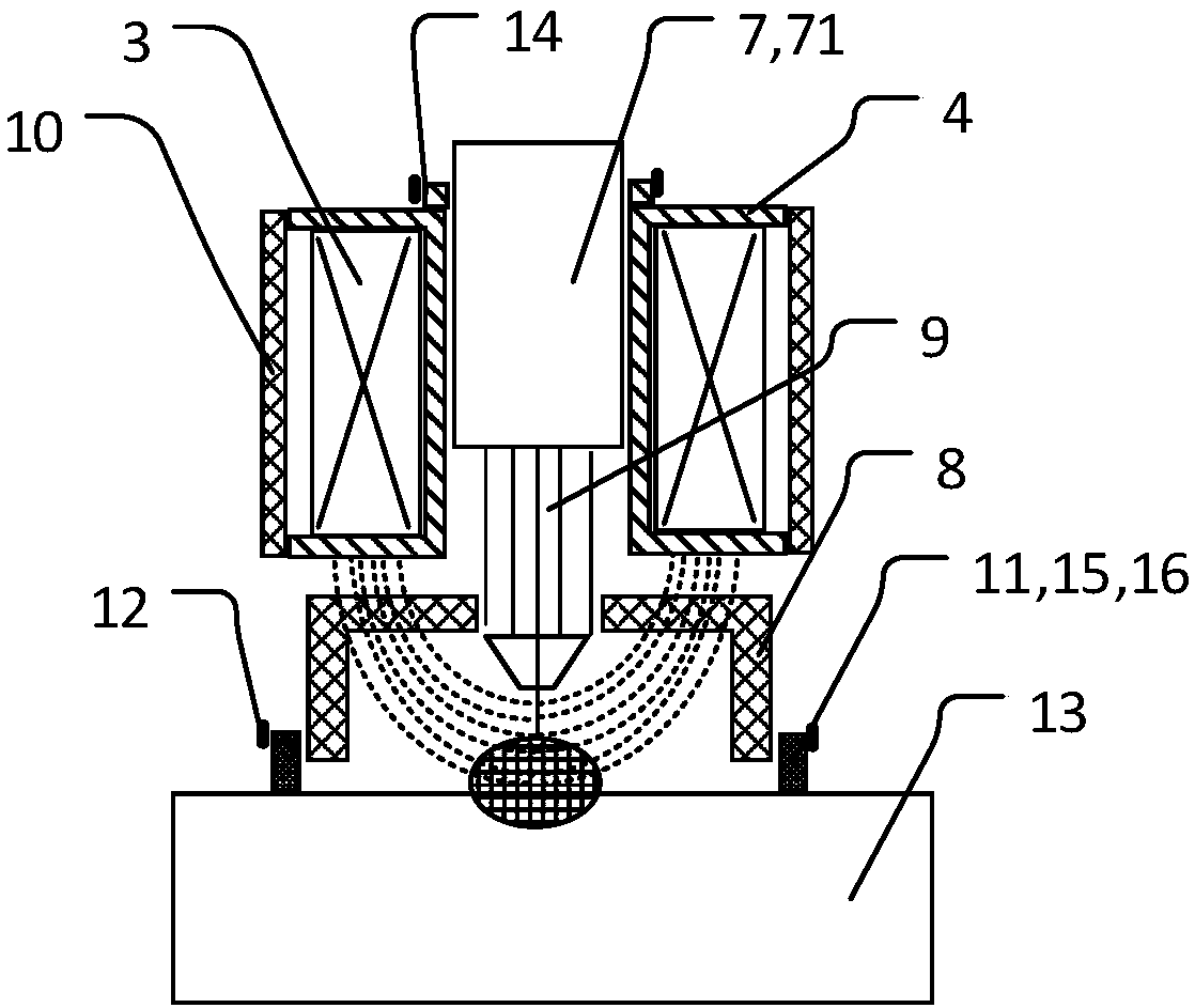 Device for underwater local dry process welding and welding method