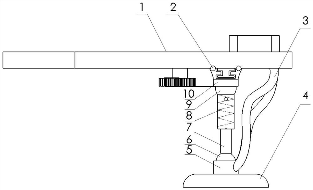 Brake sucker device shrunk under automobile chassis and braking method thereof