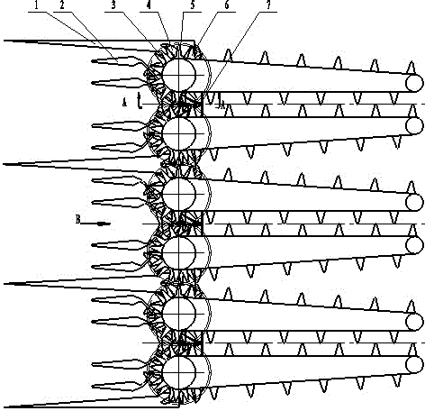 Feeding device of row-alignment-free corn harvester header