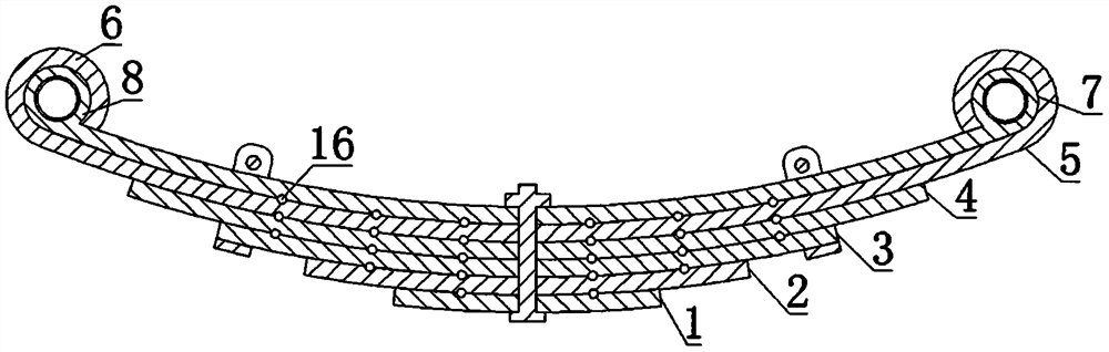 Rear steel plate spring for truck