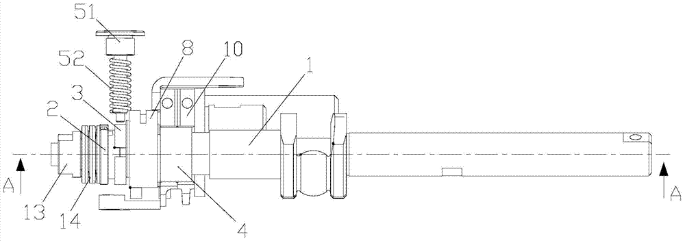 Needle distance adjustment structure of platform type interlock sewing machine