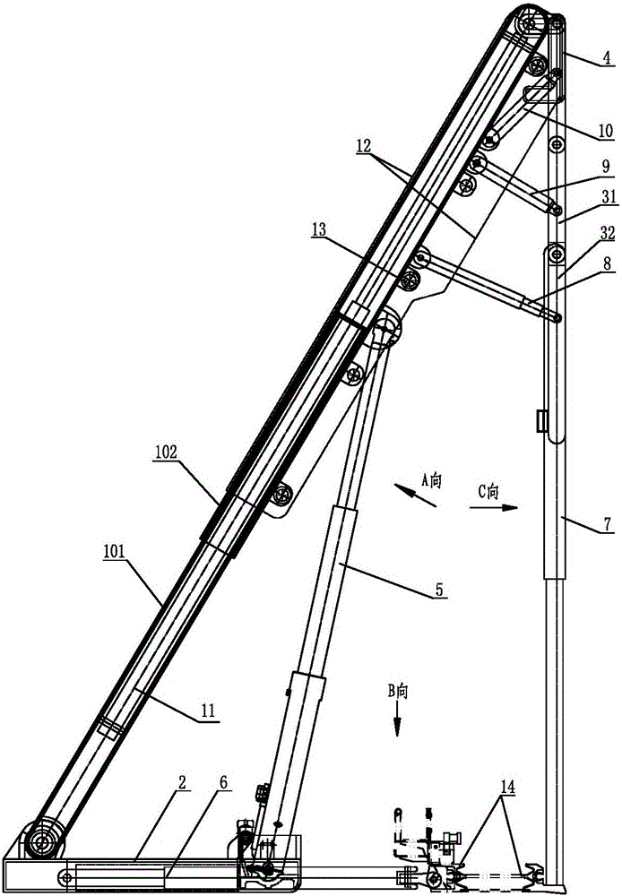 Large mining height triangular hydraulic support