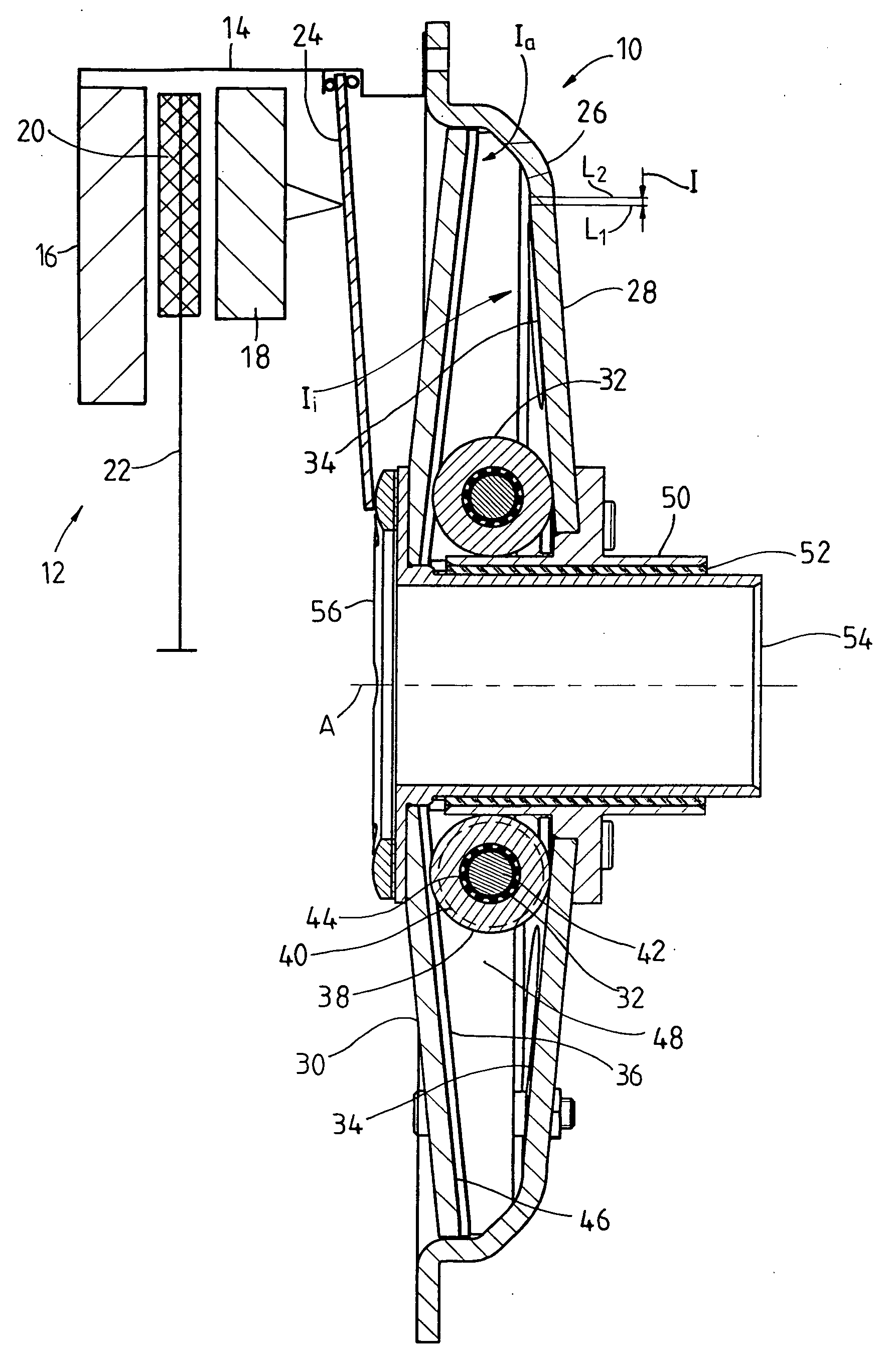 Arrangement for generating actuation force in a centrifugal clutch