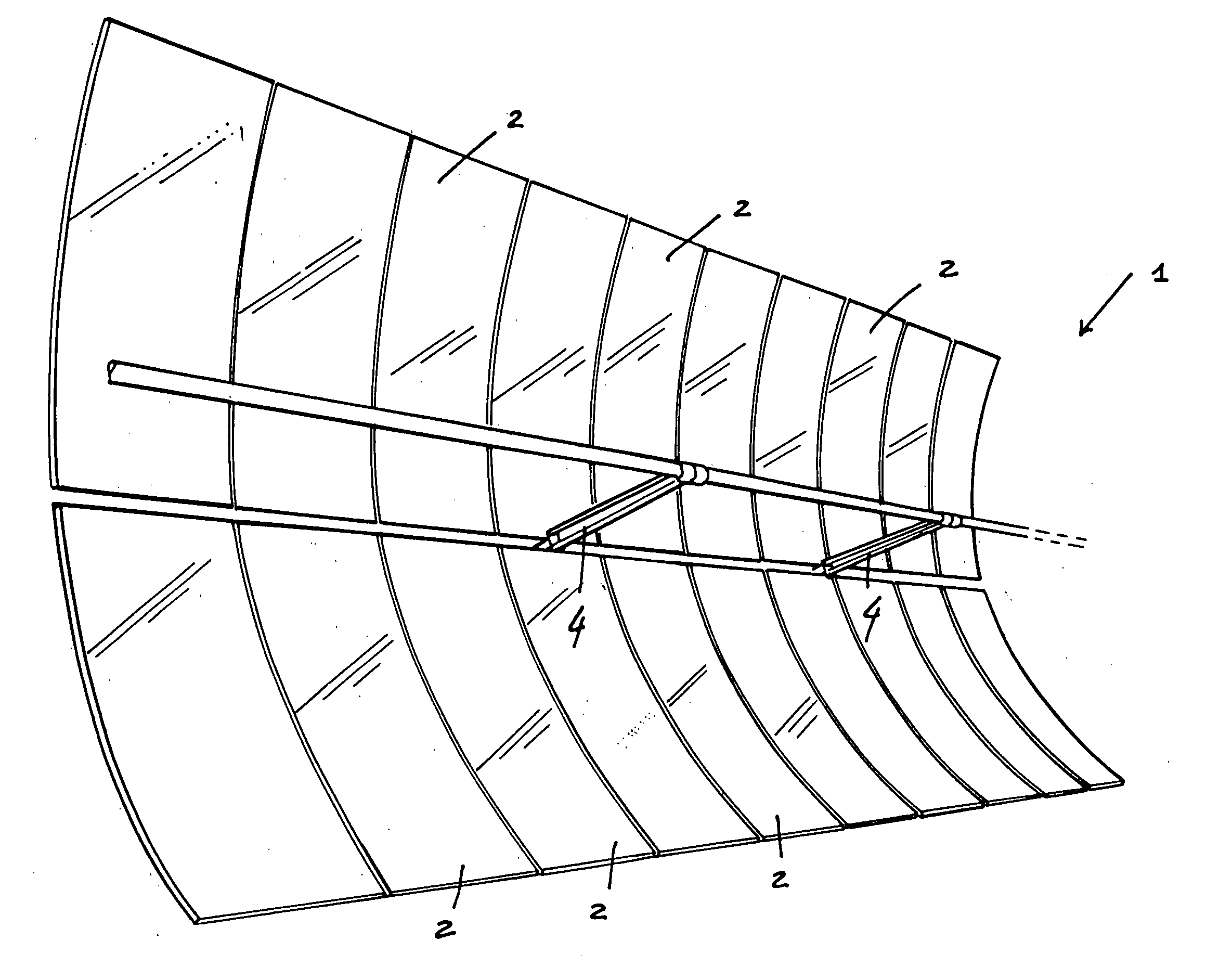Reflecting parabolic construction for solar heating systems