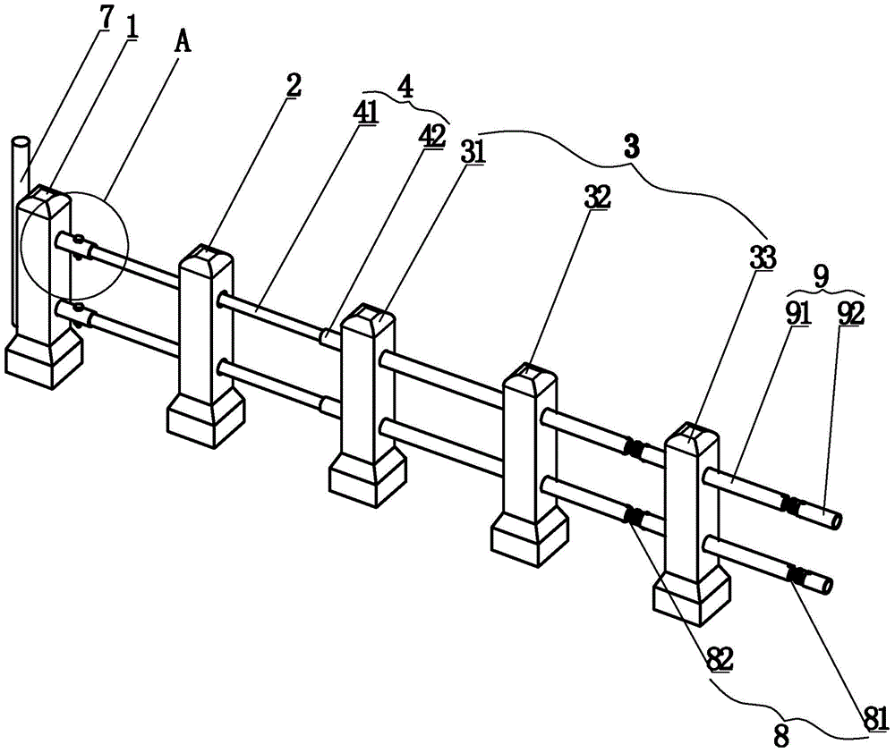Safety telescopic guardrail