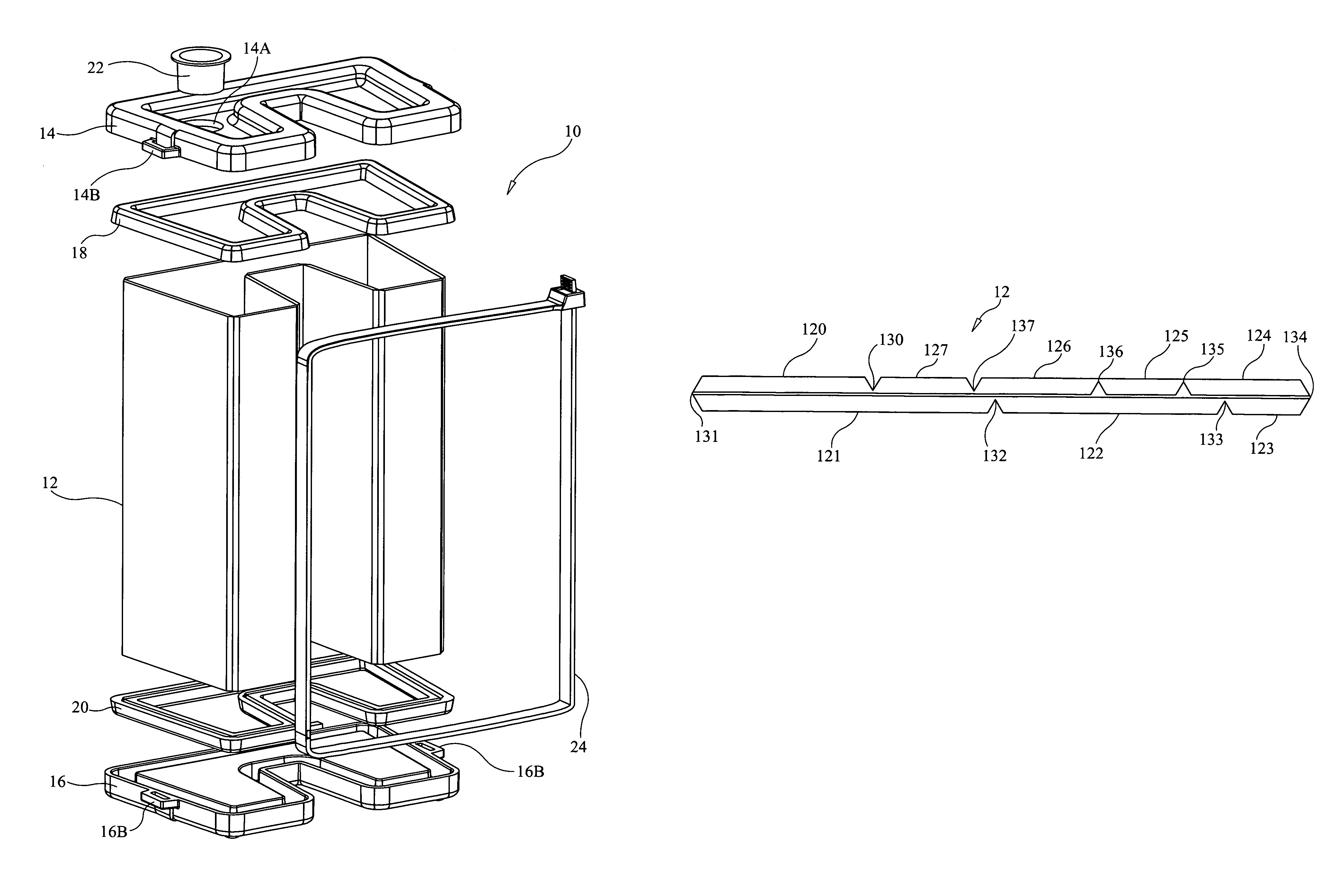 Collapsible container for fluid-jet generation