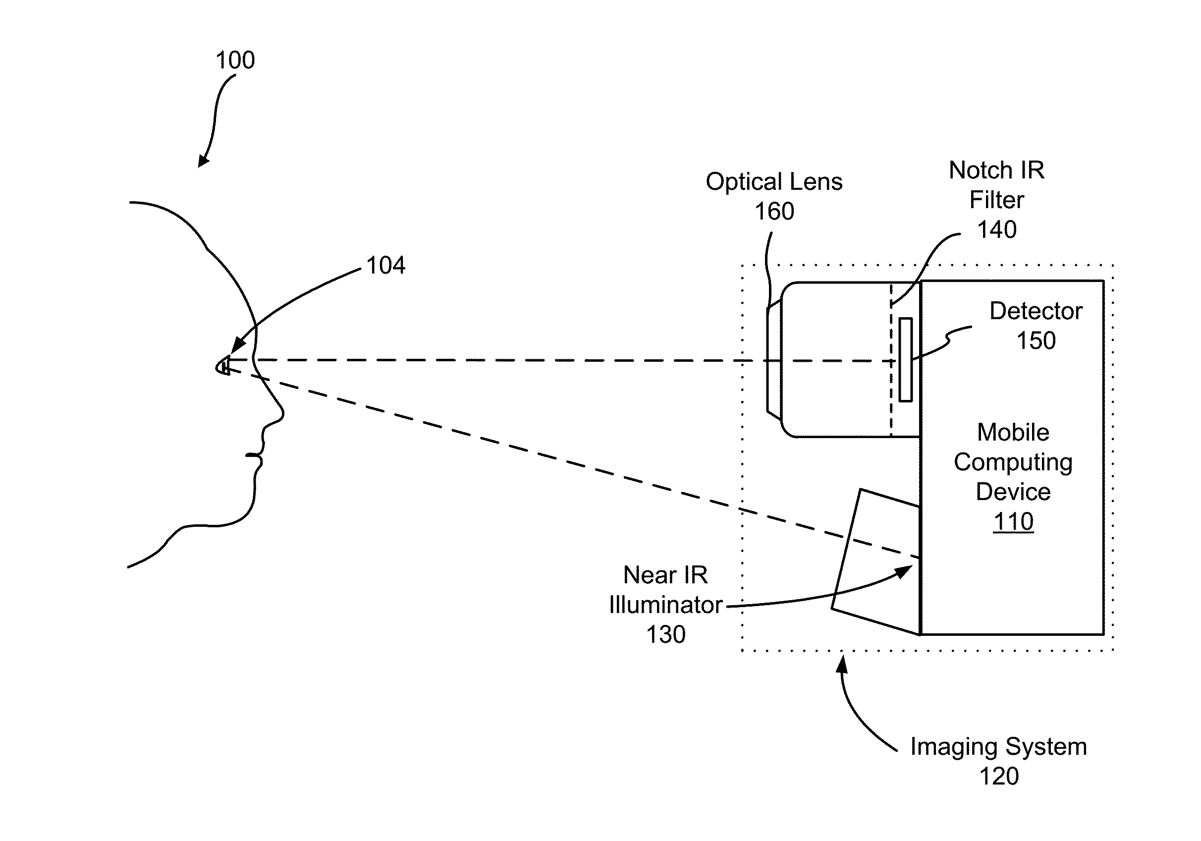Dual iris and color camera in a mobile computing device