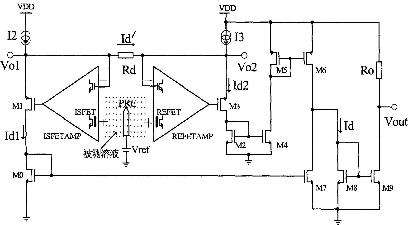 Differential circuit for reading out signal of integrated ISFET sensor based on two modes