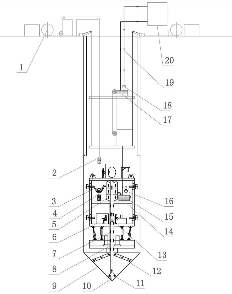 Upper deslagging system on full-section vertical shaft heading machine