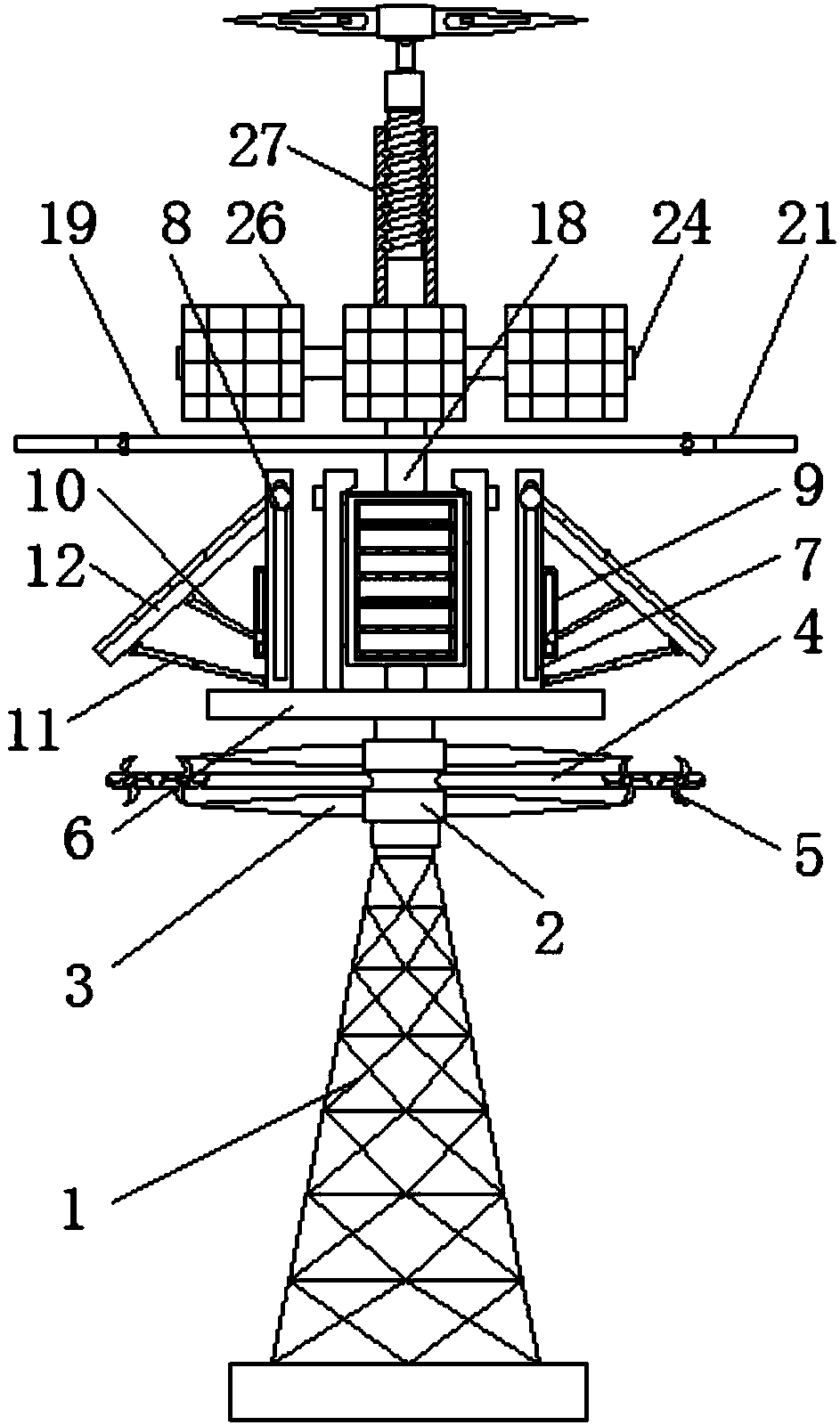 Wind-light-heat combined complementation device with pre-adjusting plate frame structure