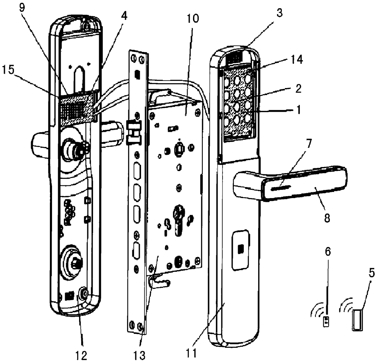 Intelligent lock capable of identifying positions of mobile phone and Bluetooth key