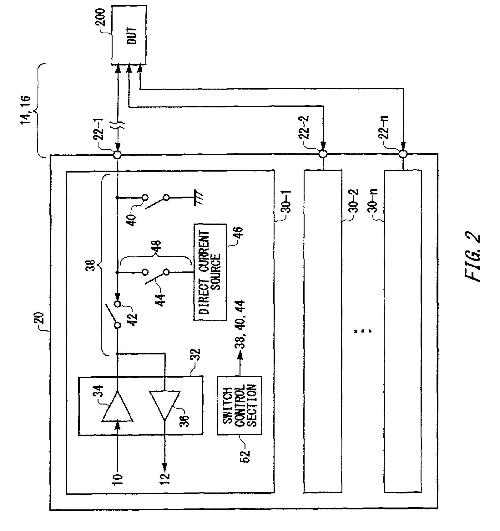 Test apparatus, pin electronics card, electrical device and switch