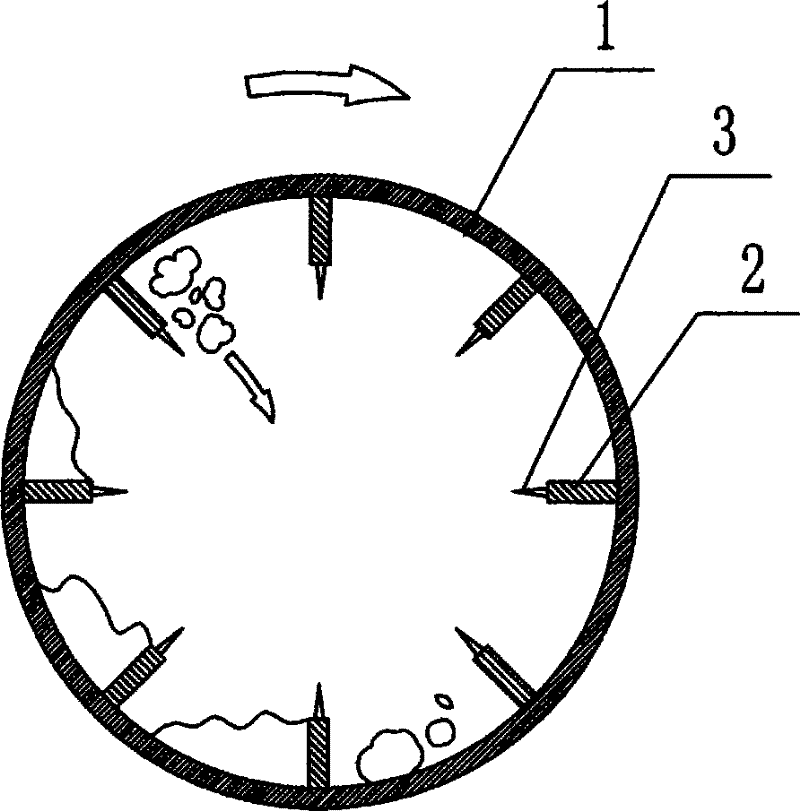 Level-rotating drum defibering machine