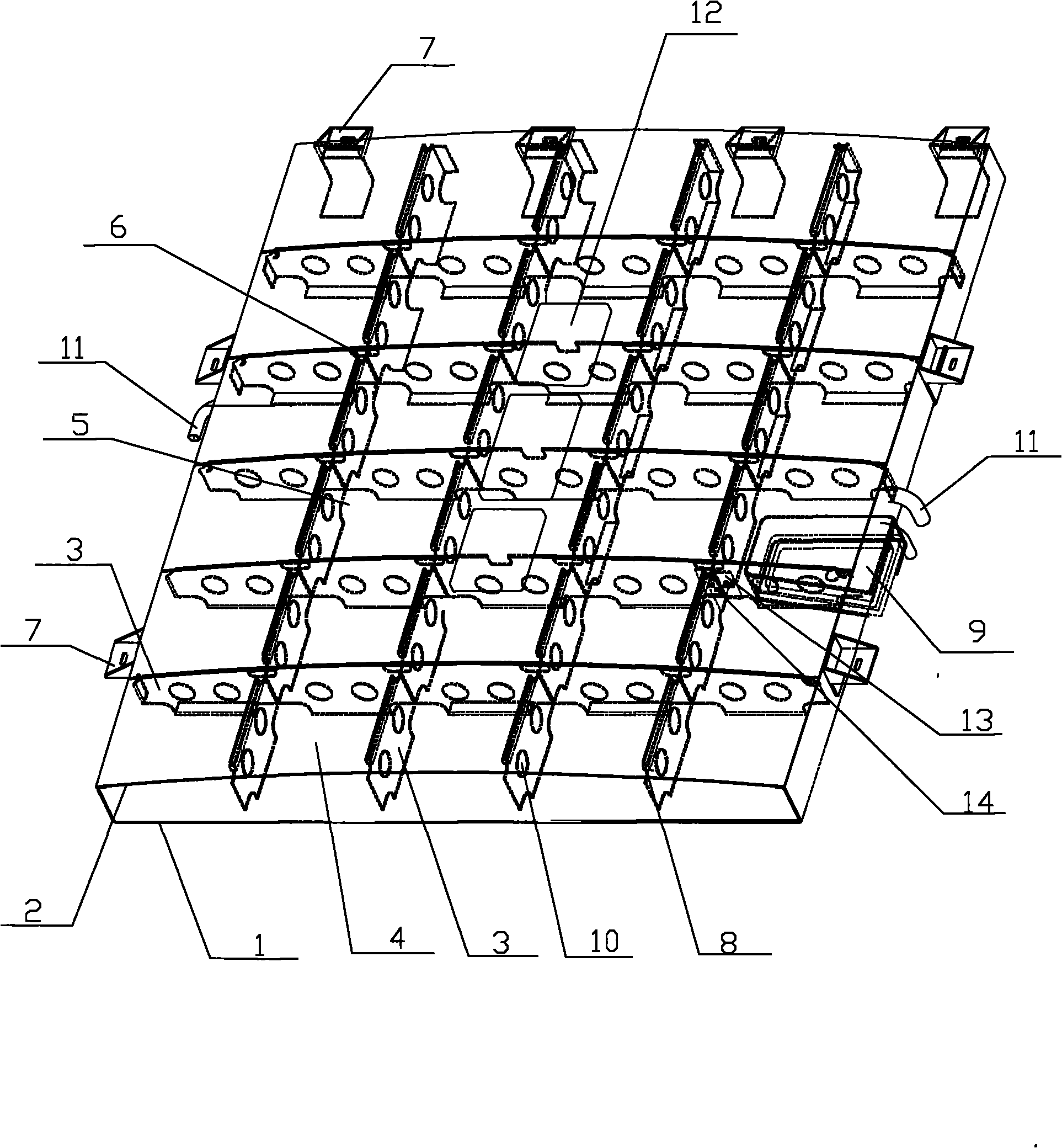 Low-section water tank for integrated carrying-type railway vehicle