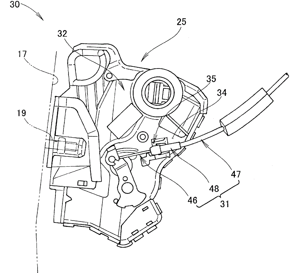 Control cable installation structure