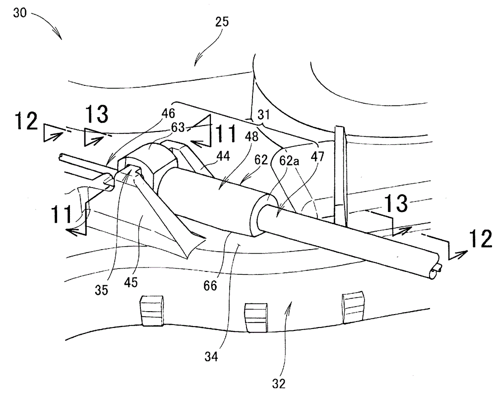 Control cable installation structure