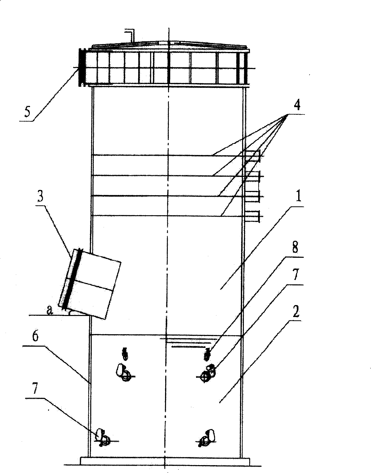 Square absorption tower for wet method desulfurization of flue gas