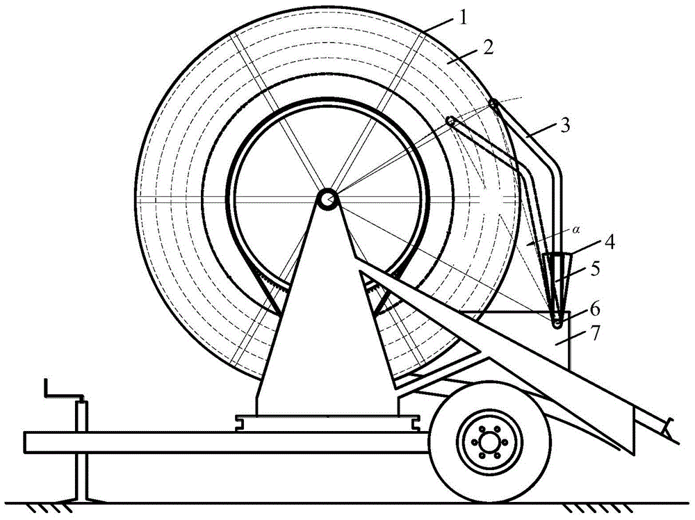 Detection apparatus of number of layers of PE tube of reeling type irrigation sprinkler