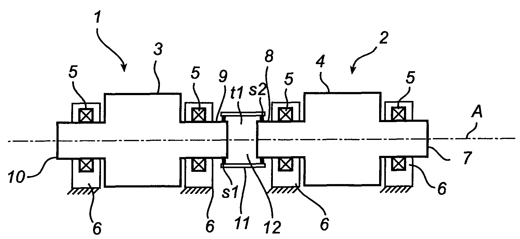 Roll line in a continuous caster