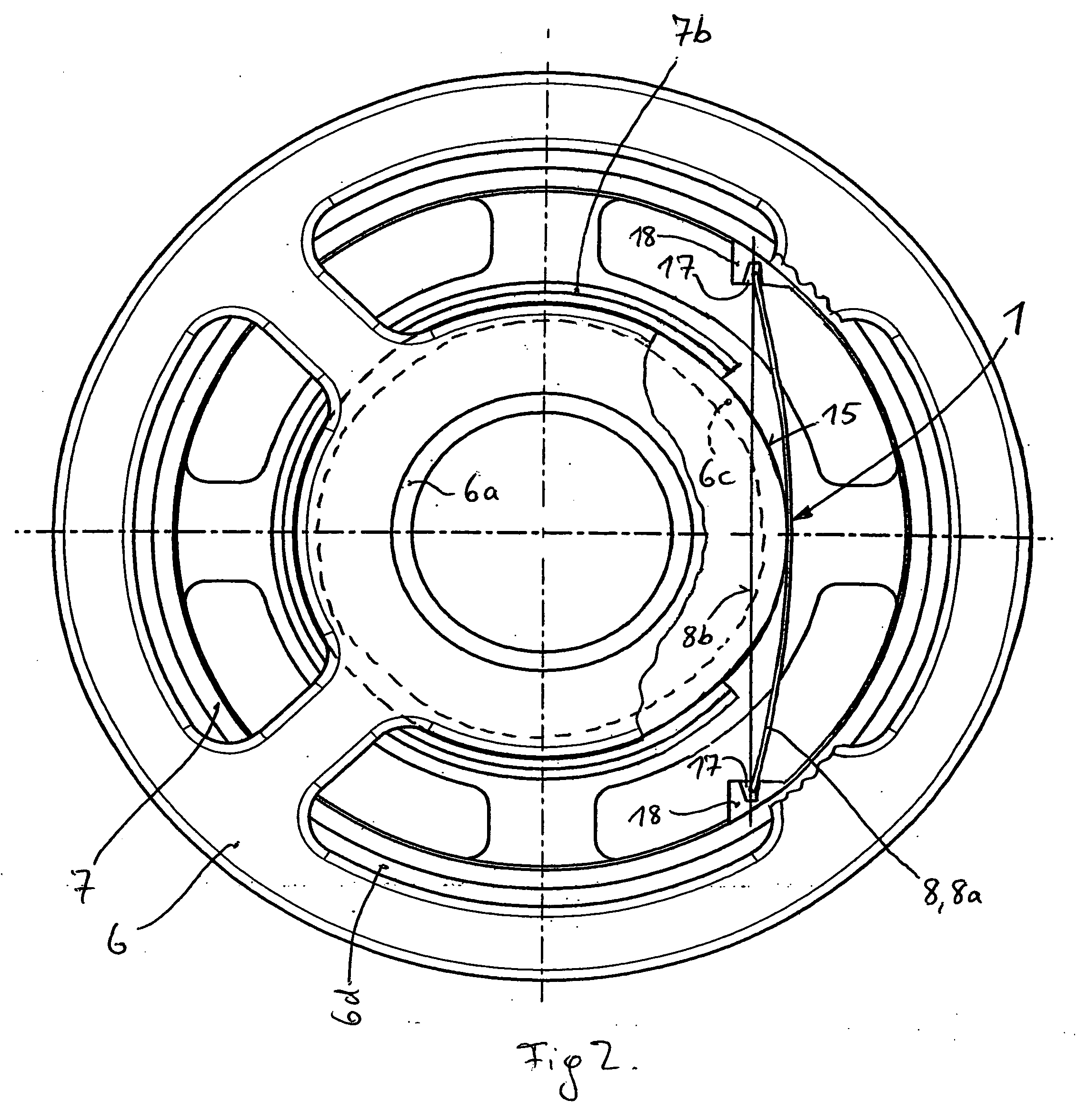Frictional clutch for torque-restricted torsional power transmission between two reels of a hand-held device