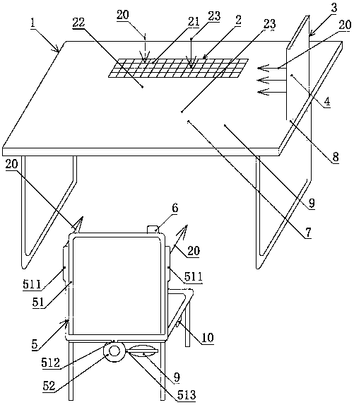 Diagnostic table with medical staff safety protection device