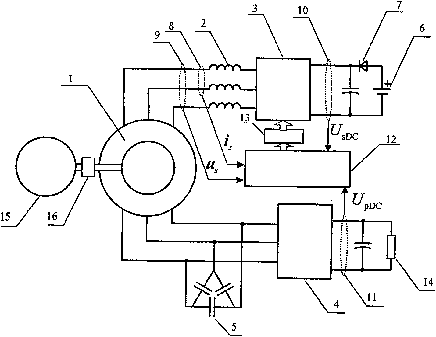 Instant power direct control method for stator duplex winding asynchronous machine power generation system