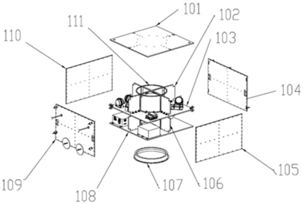 Configuration and assembly method of wedge-shaped space physics field measurement satellite