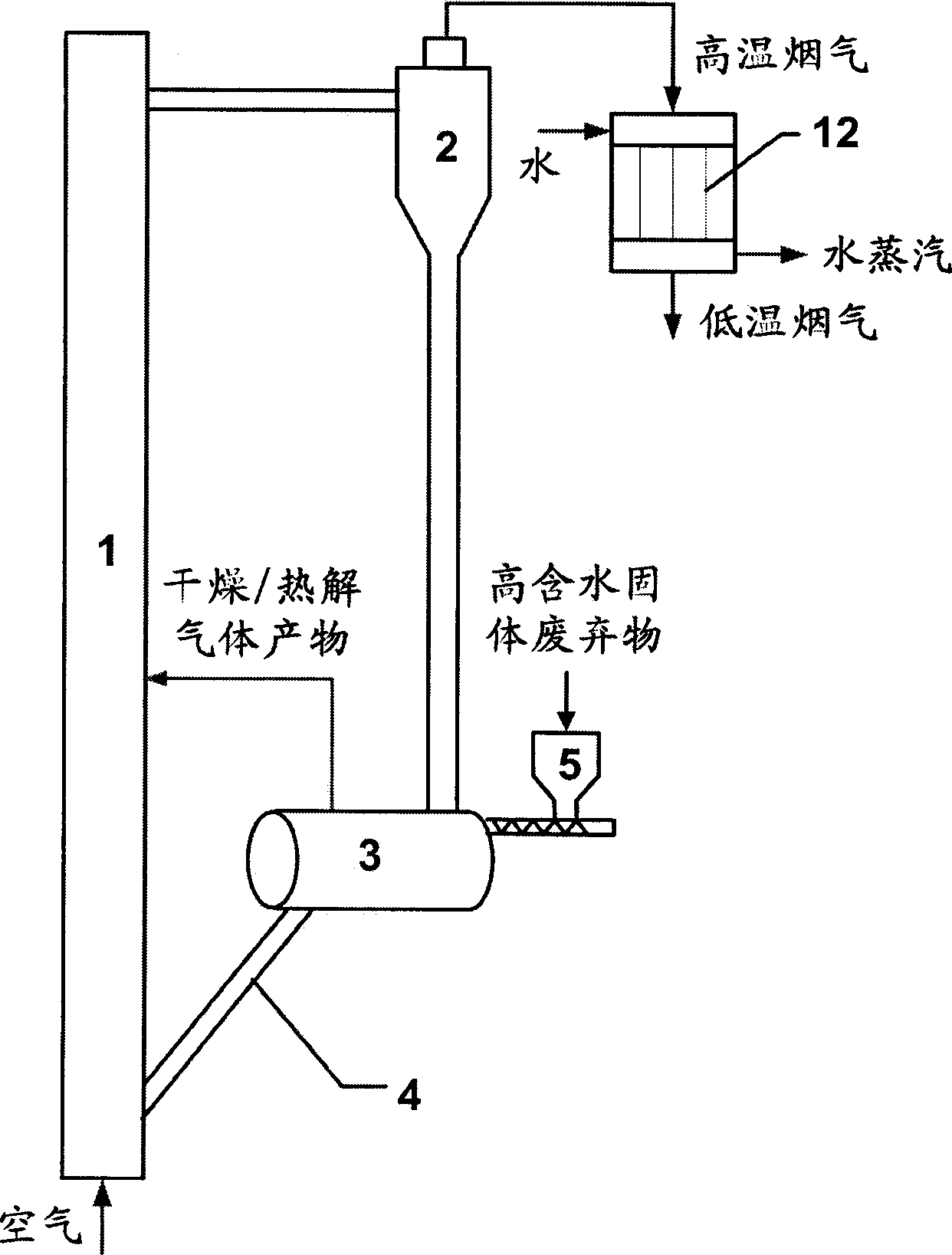 Method and device for decoupling and burning solid waste with high water content