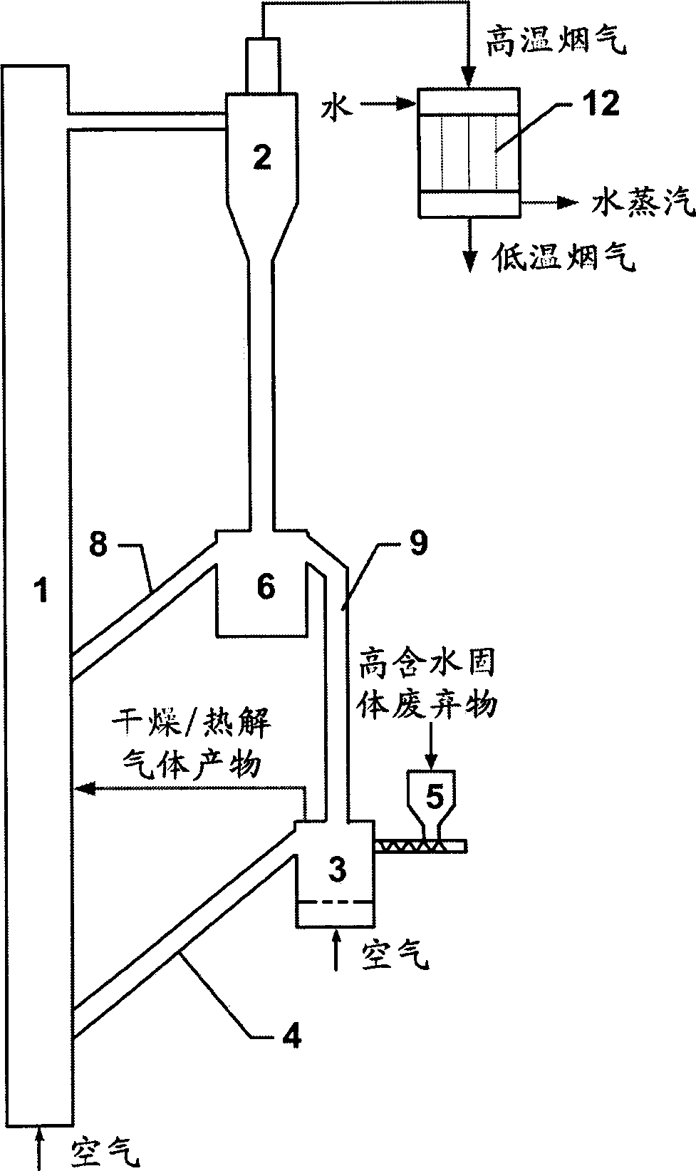 Method and device for decoupling and burning solid waste with high water content