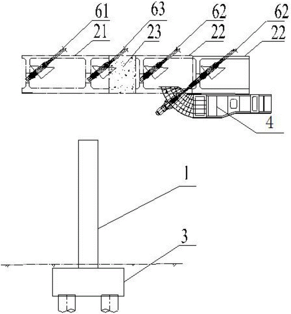 A construction method of beam first and then pier at the top section of auxiliary pier of cable-stayed bridge