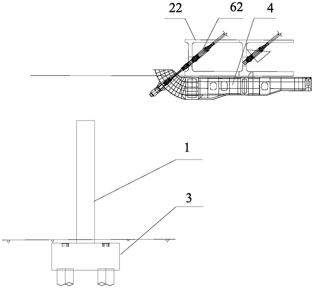 A construction method of beam first and then pier at the top section of auxiliary pier of cable-stayed bridge