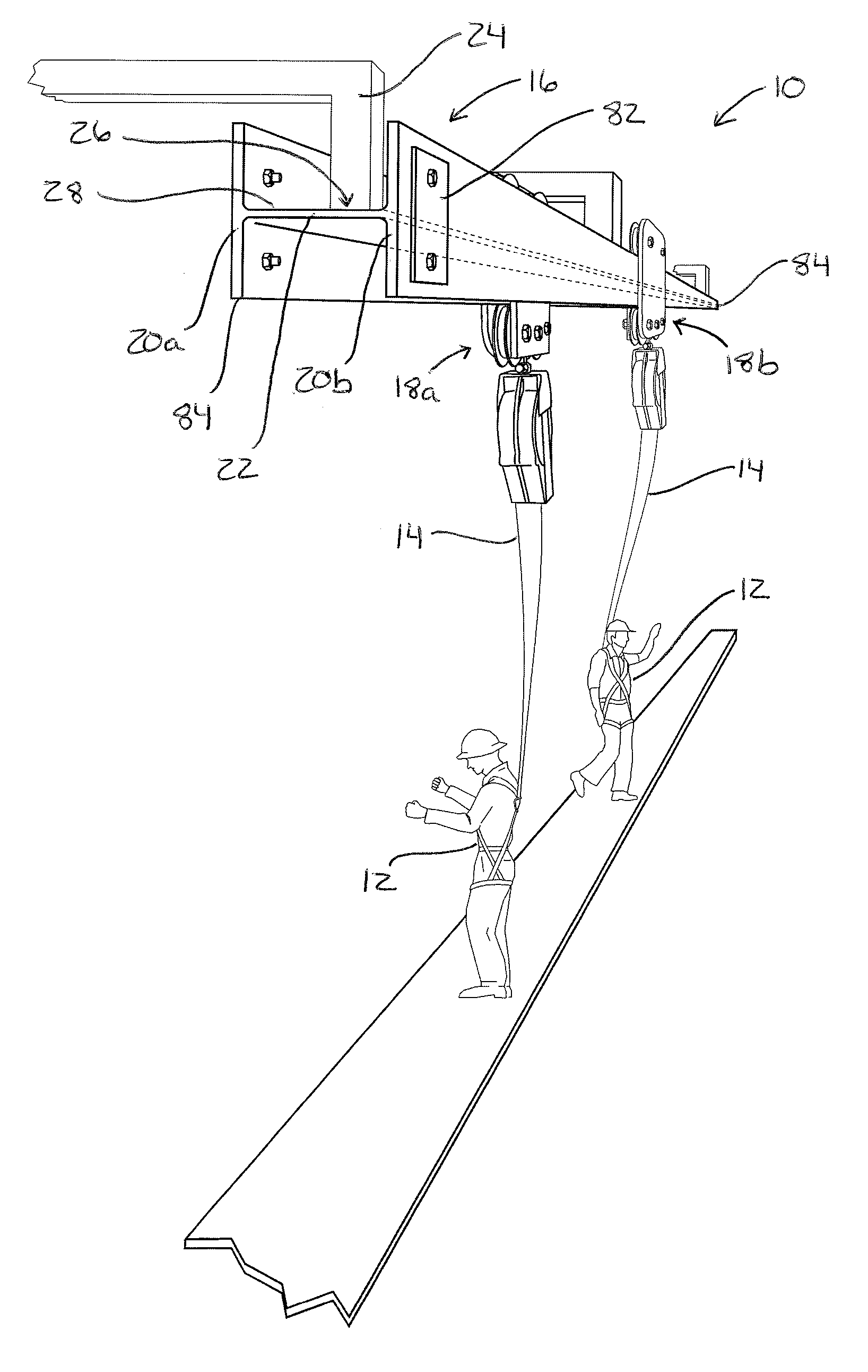 Rigid rail fall protection apparatus having bypassable moveable anchorages