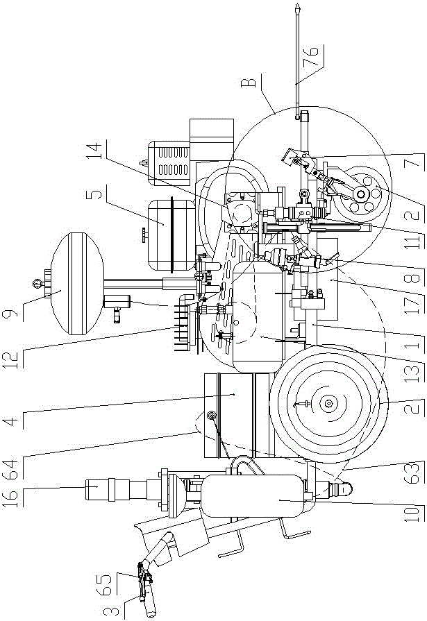 Hydraulic-control differential pressure system of plunger pump type cold-paint road marking machine