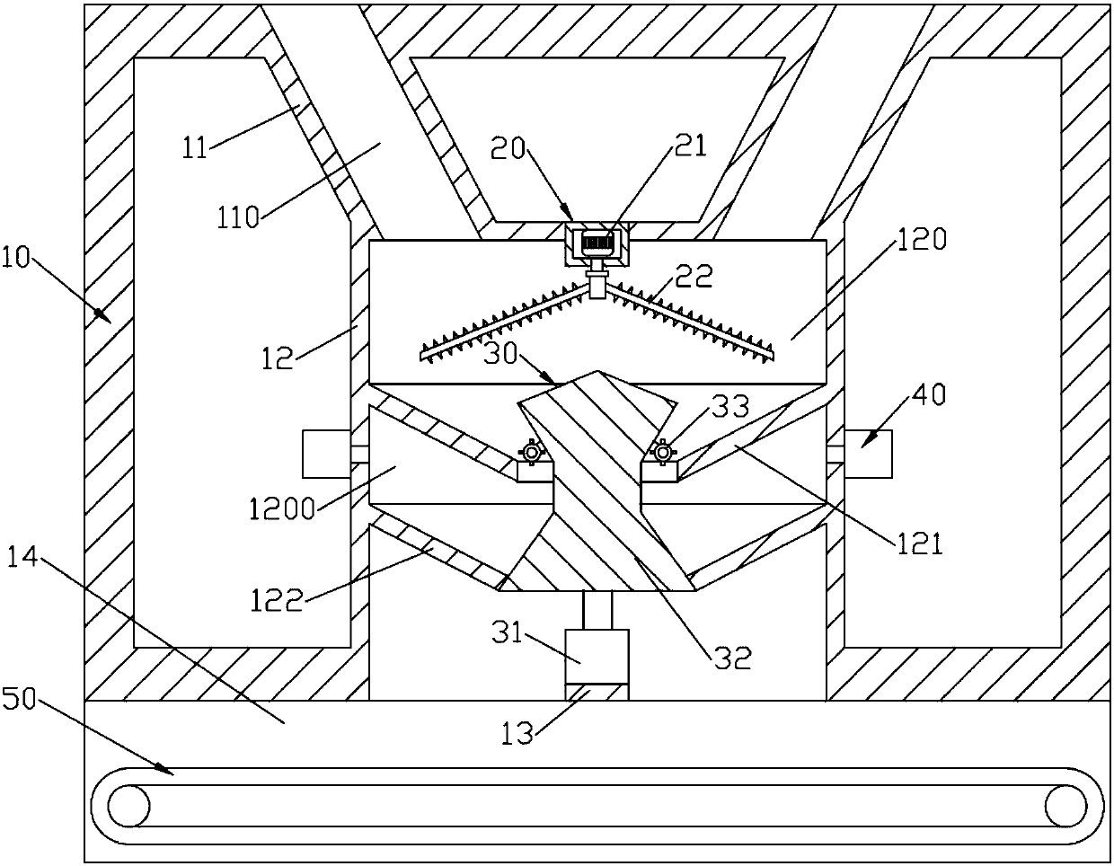 Garbage crushing device capable of feeding materials under negative pressure