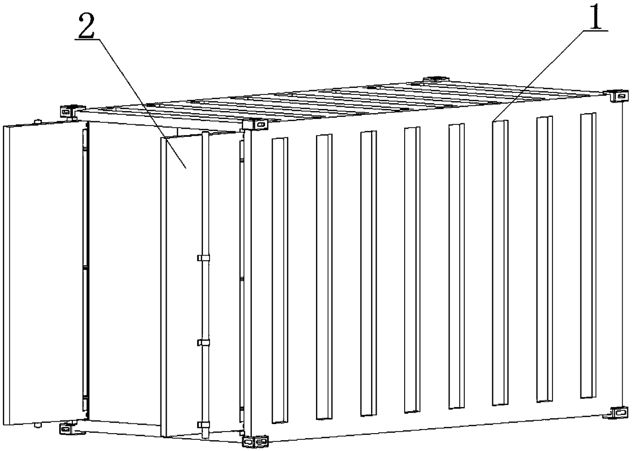 Container with box doors capable of contracting into box body