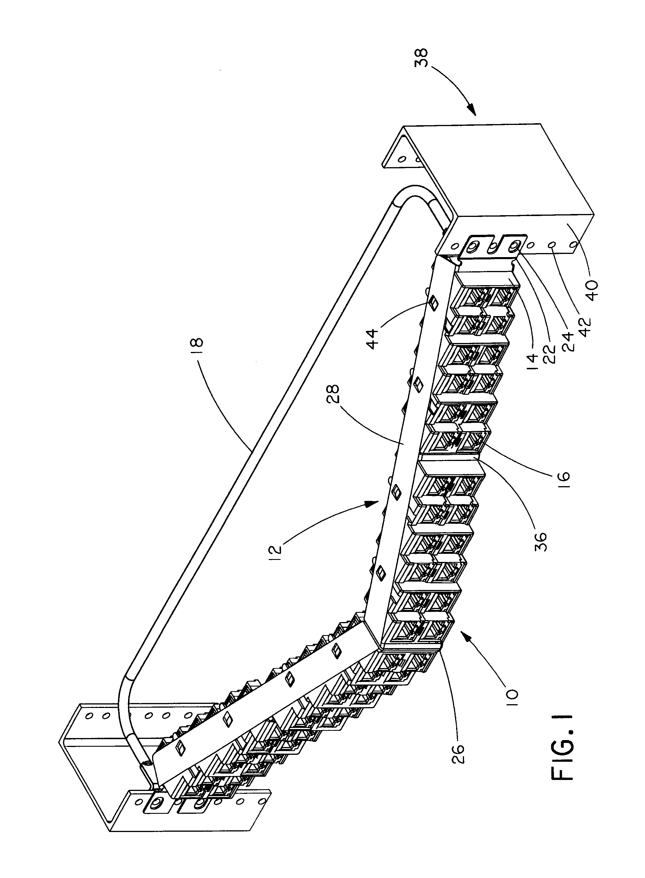 Stair-stepped angled patch panel