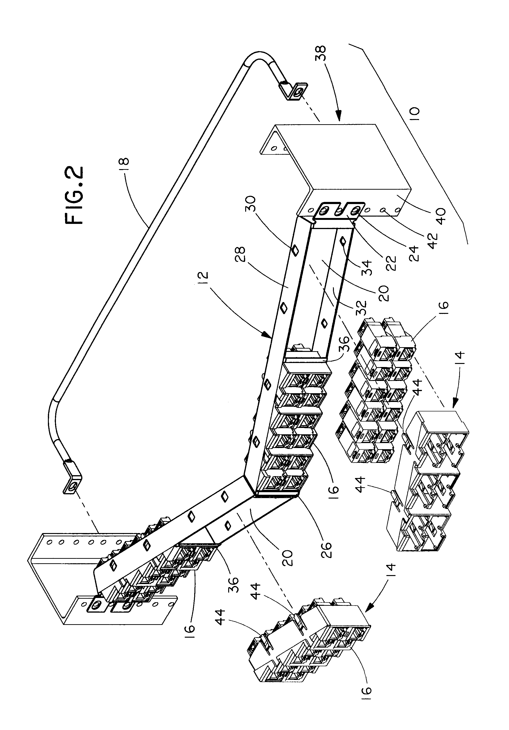 Stair-stepped angled patch panel