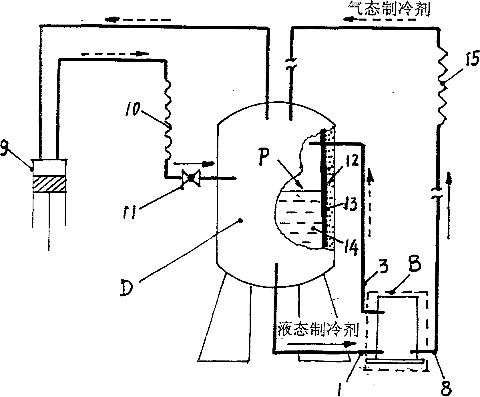 Full sealing type refrigerant fluid pump and its application in high-rise storied house refrigerating system